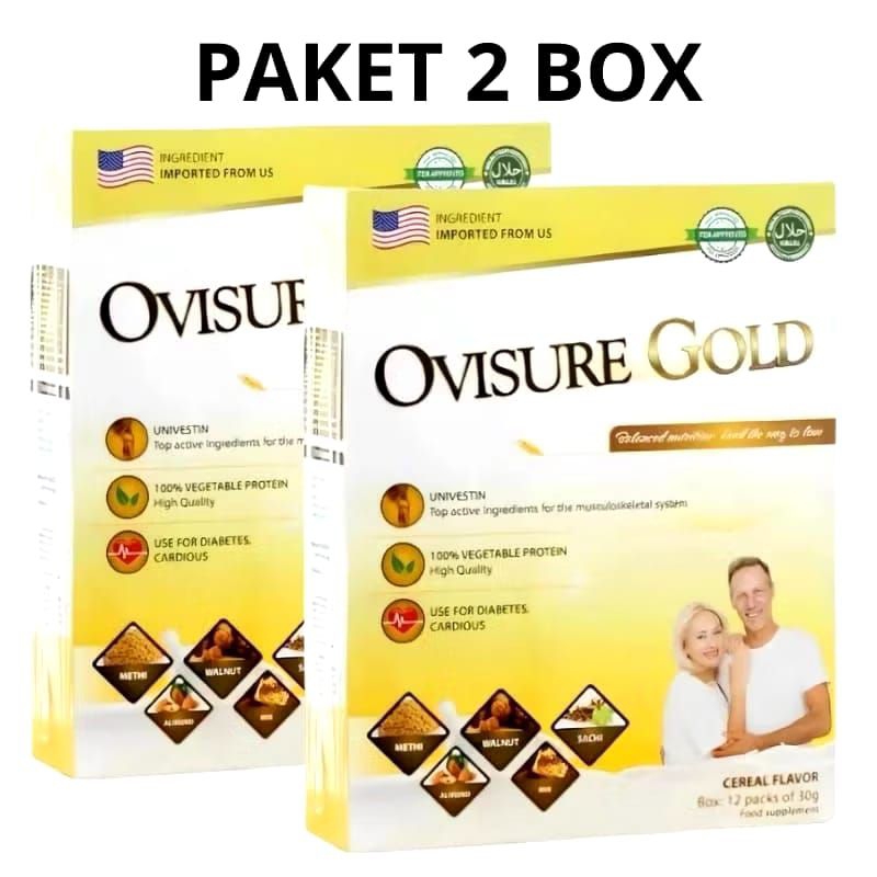 

PAKET 2 BOX OVISURE GOLD USA SUSU VITAMIN OTOT SENDI TULANG KEROPOS ( OVISURE SUSU NYERI SENDI )