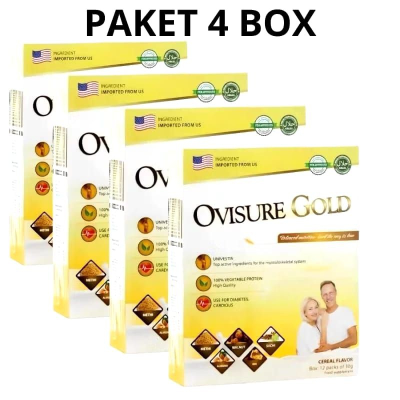 

PAKET 4 BOX OVISURE GOLD USA SUSU VITAMIN OTOT SENDI TULANG KEROPOS ( OVISURE SUSU NYERI SENDI )