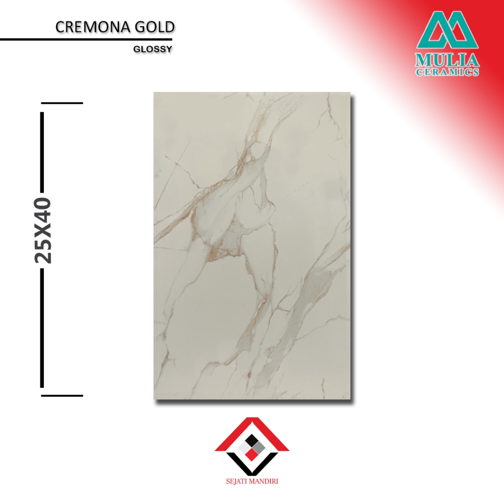 keramik dinding 25x40 - motif marmer - mulia cremona gold