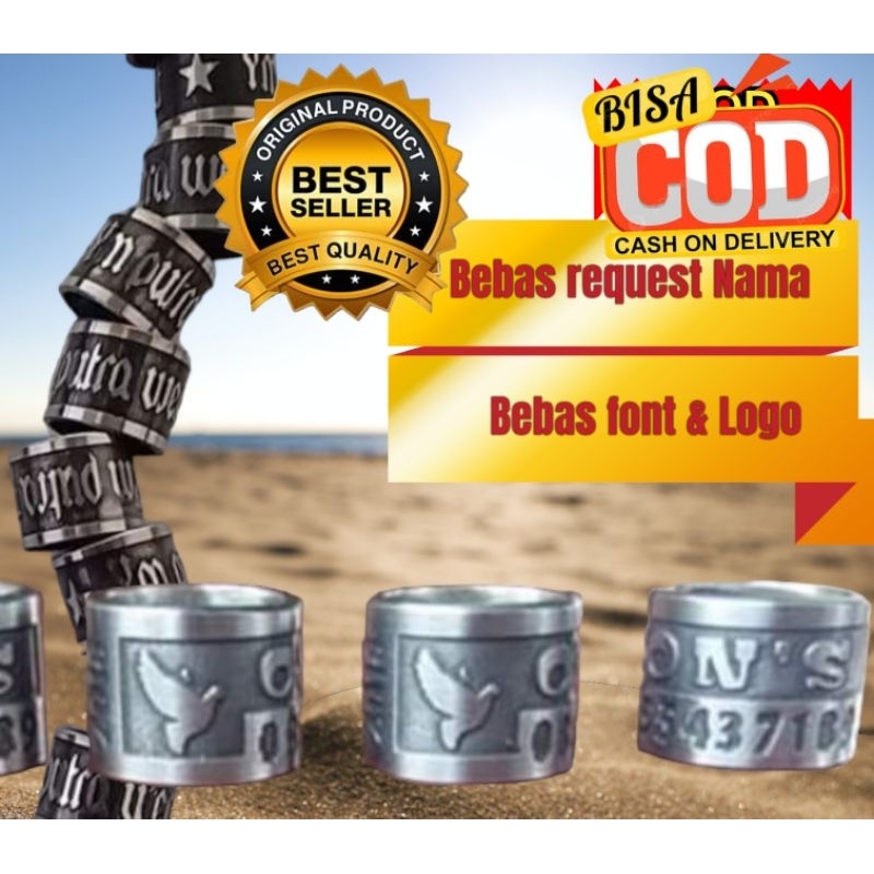 10 pcs Ring cincin Merpati Baja timbul Request Nama