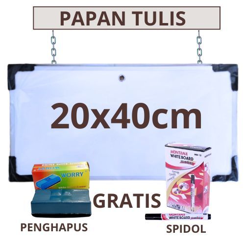 

Papan tulis whiteboard 2 sisi (hitam & putih) 20cm x 40cm gratis spidol dan penghapus