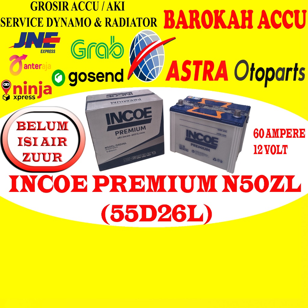 AKI INCOE PREMIUM N50ZL / 55D26L , 60 AH ASTRA OTOPARTS