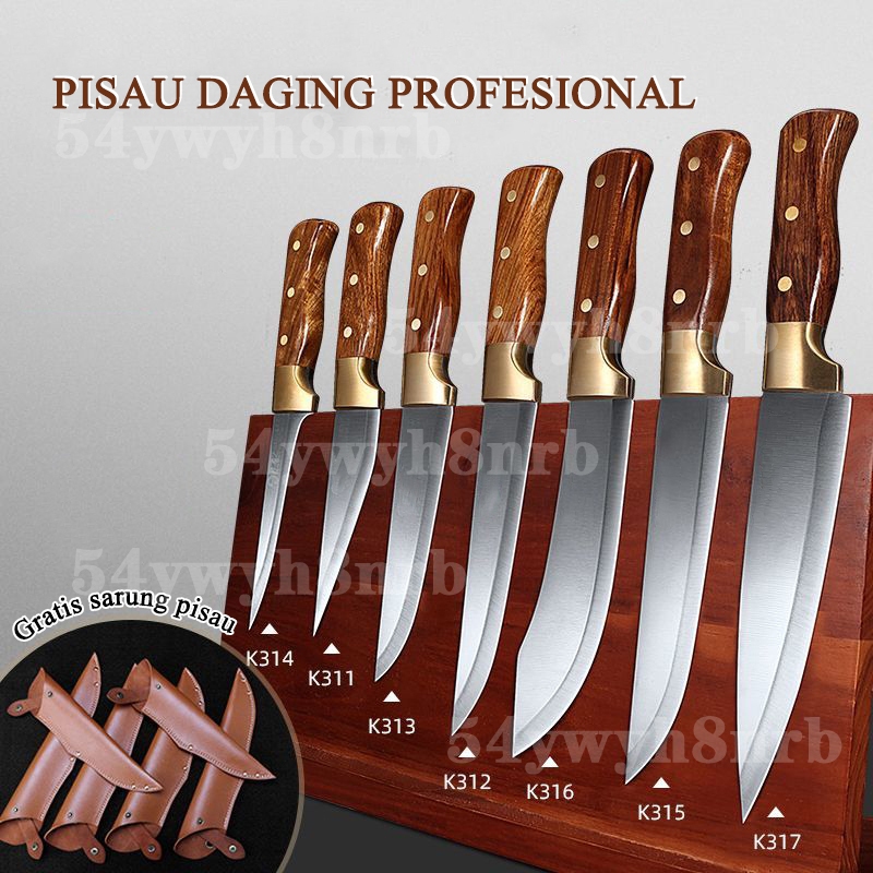 Pisau Koki Dapur Super Tajam Stainless Gagang Kayu / Golok Cacah Daging dan Tulang