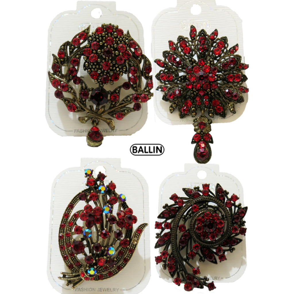 Ballin Bros Wanita / Bros Bakar / Bros Etnik / Bros Kebaya Hvia Brooch - Merah
