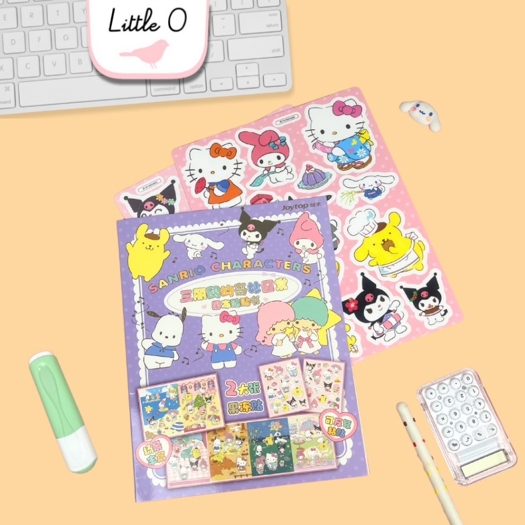 

REUSABLE SANRIO Sticker Book Set Sticker & Washitape Cute Stiker Lucu Scrapbook