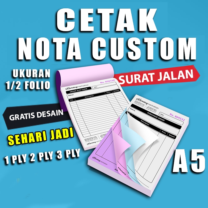 

Nota Custom Surat Jalan Custom Ukuran 1/2 Folio 3ply