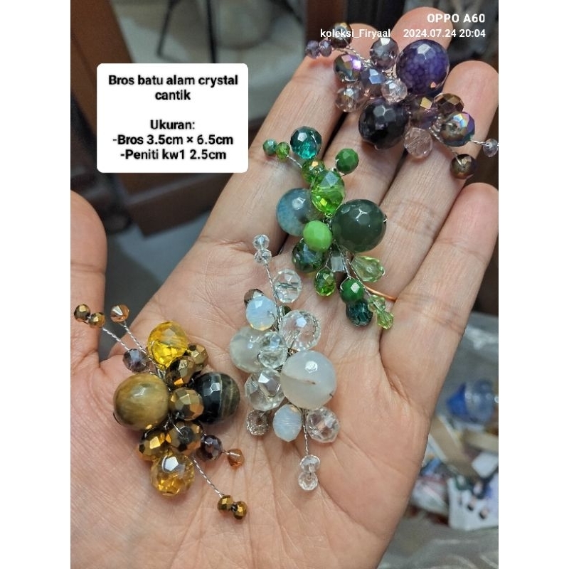 Bros batu alam cantik Bros batu Bros batu alam kristal Bros batu etnik Bros batu mix crystal Bros ji