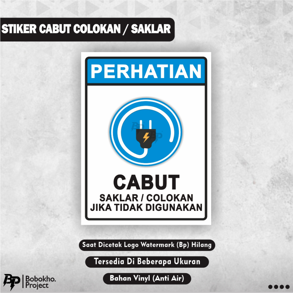 

Stiker Cabut Colokan Listrik / Sticker Lepas Kabel Listrik / Stiker Steker Listrik / Stiker Cabut Saklar Listrik