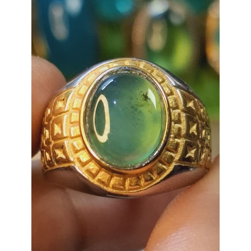 Cincin Pria Batu Bacan Doko Crystal Size mini (Titanium)