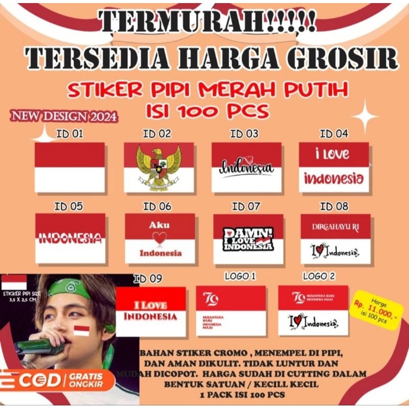

Stiker bendera merah putih satuan