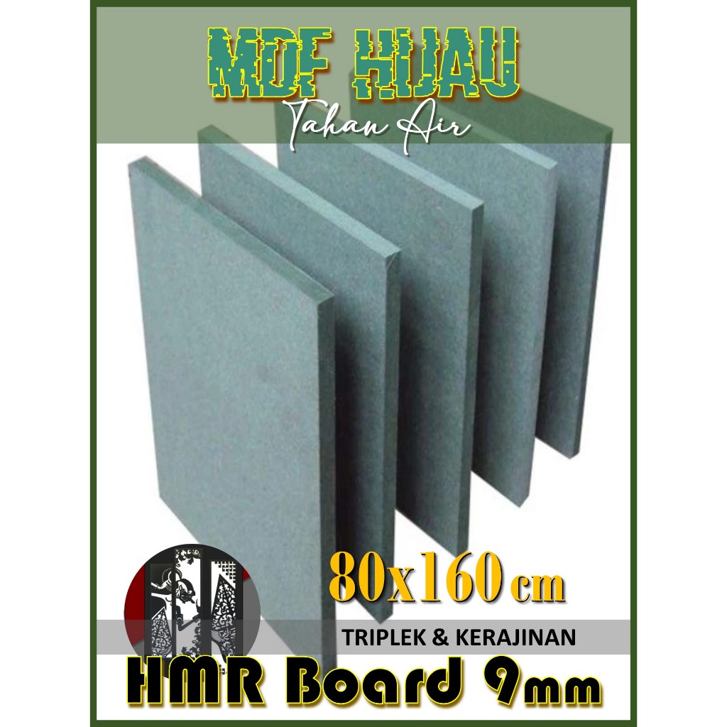 HMR Board 9mm 80x160 cm (9 mm 80 x 160 | 80x160 | 160 x 80 cm) MDF HIJAU 9mm 80x160 cm Tahan Air