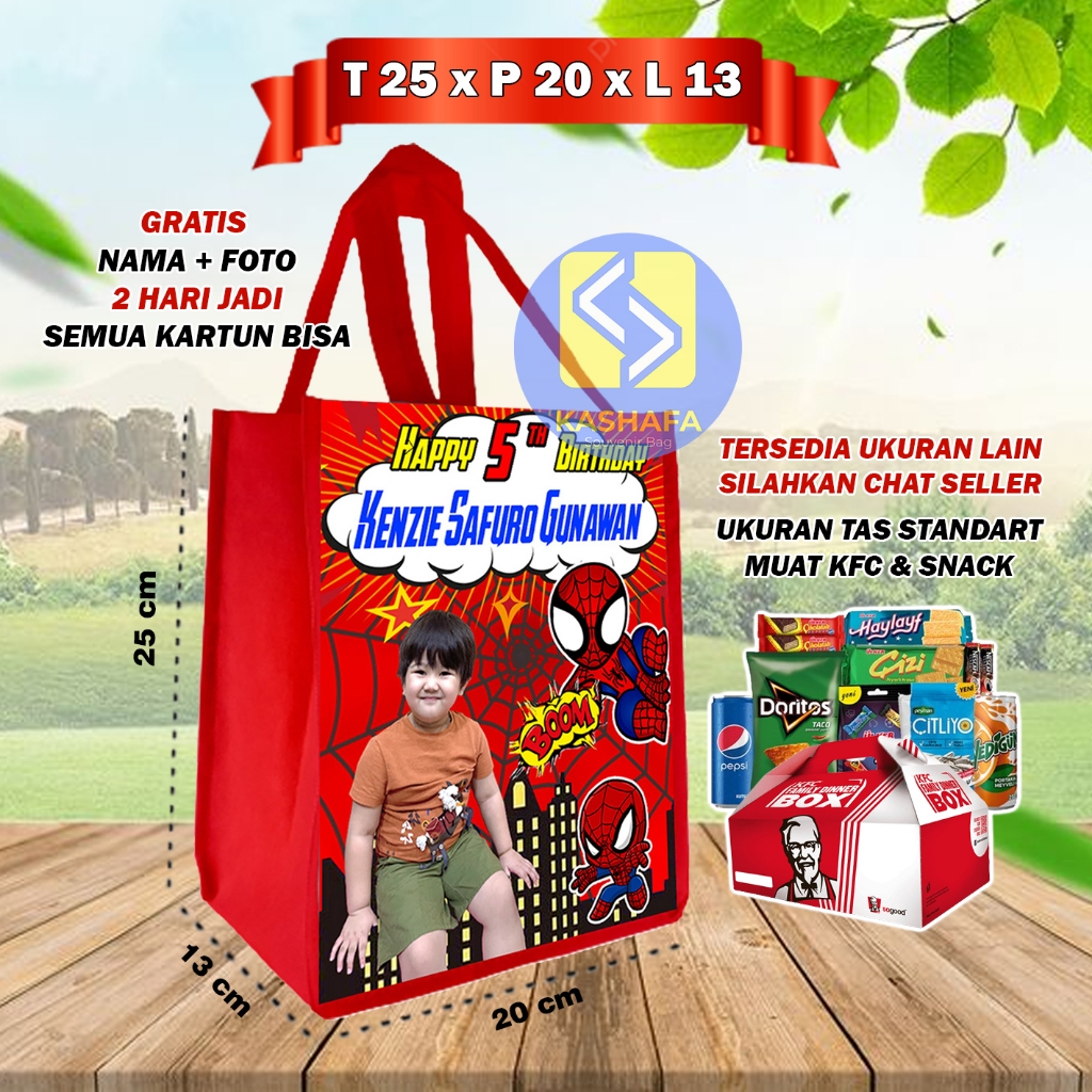 

TAS ULANG TAHUN CUSTOM NAMA DAN FOTO-TAS ULTAH MUAT KFC-TAS ULANG TAHUN-GOODIE BAG ULTAH FREE DESIGN