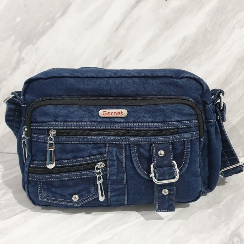 Tas selempang wanita bahan jeans denim