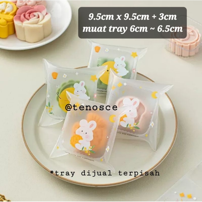 

50pcs Kantong Plastik Lem Mooncake 50gr mika 6cm Kue Bulan Rabbit Mid Autumn Festival