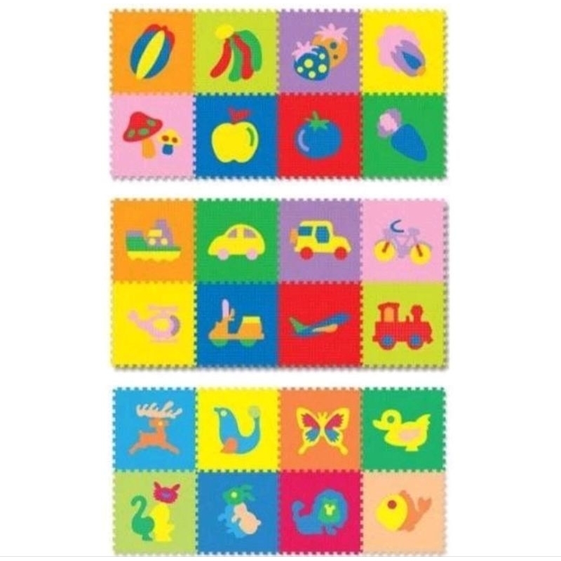 MAINAN KARPET PUZZEL EVAMARTS ANGKA HURUF KARAKTER BUAH TRANSPORTASI