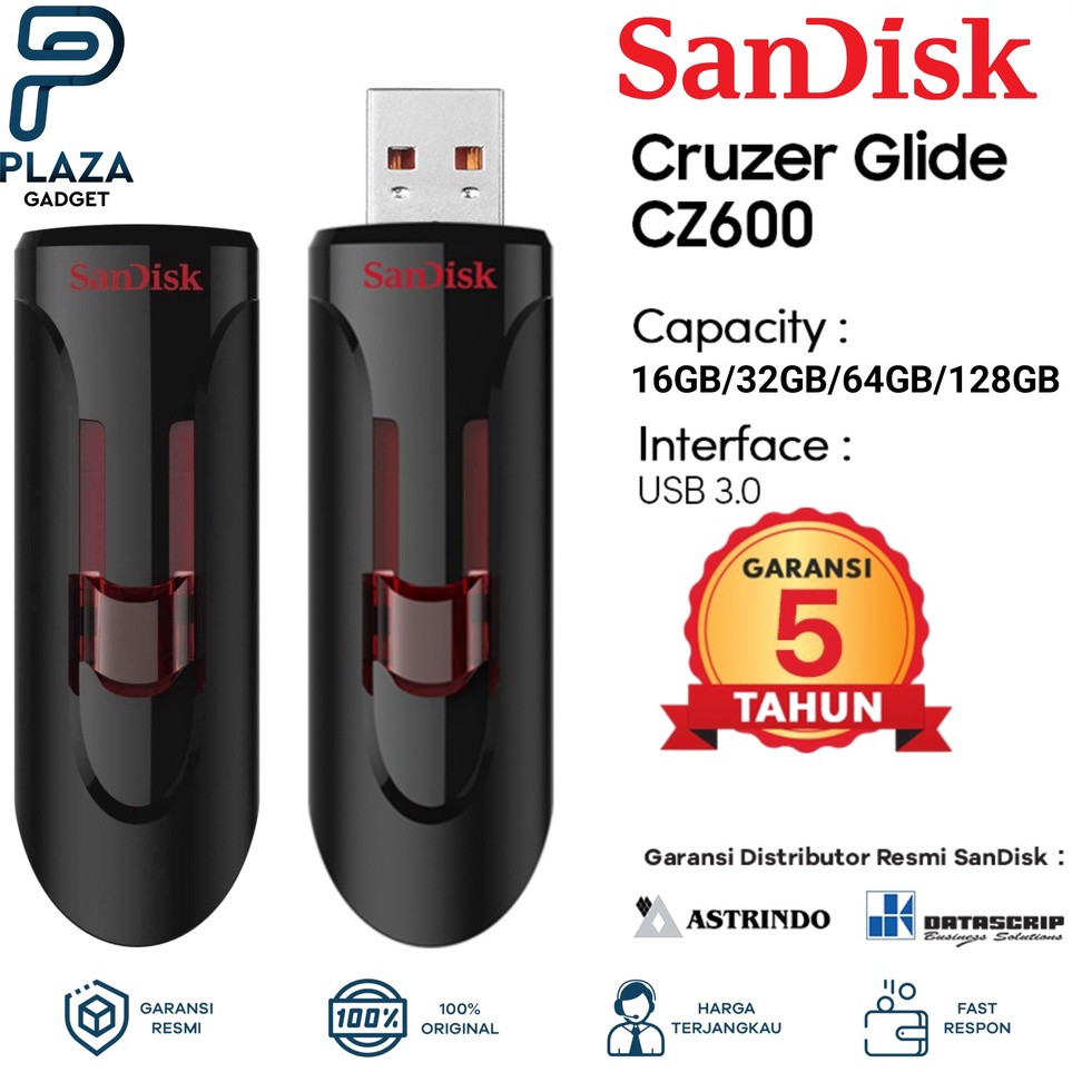 Flashdisk SanDisk Glide CZ6 16GB 32GB 64GB 128GB ORIGINAL GARANSI 5 TAHUN p G4J4
