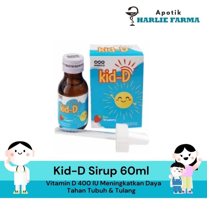 Kid-D Vitamin D3 400 IU - Vitamin D3 Anak Strawberry Sirup 60 ml