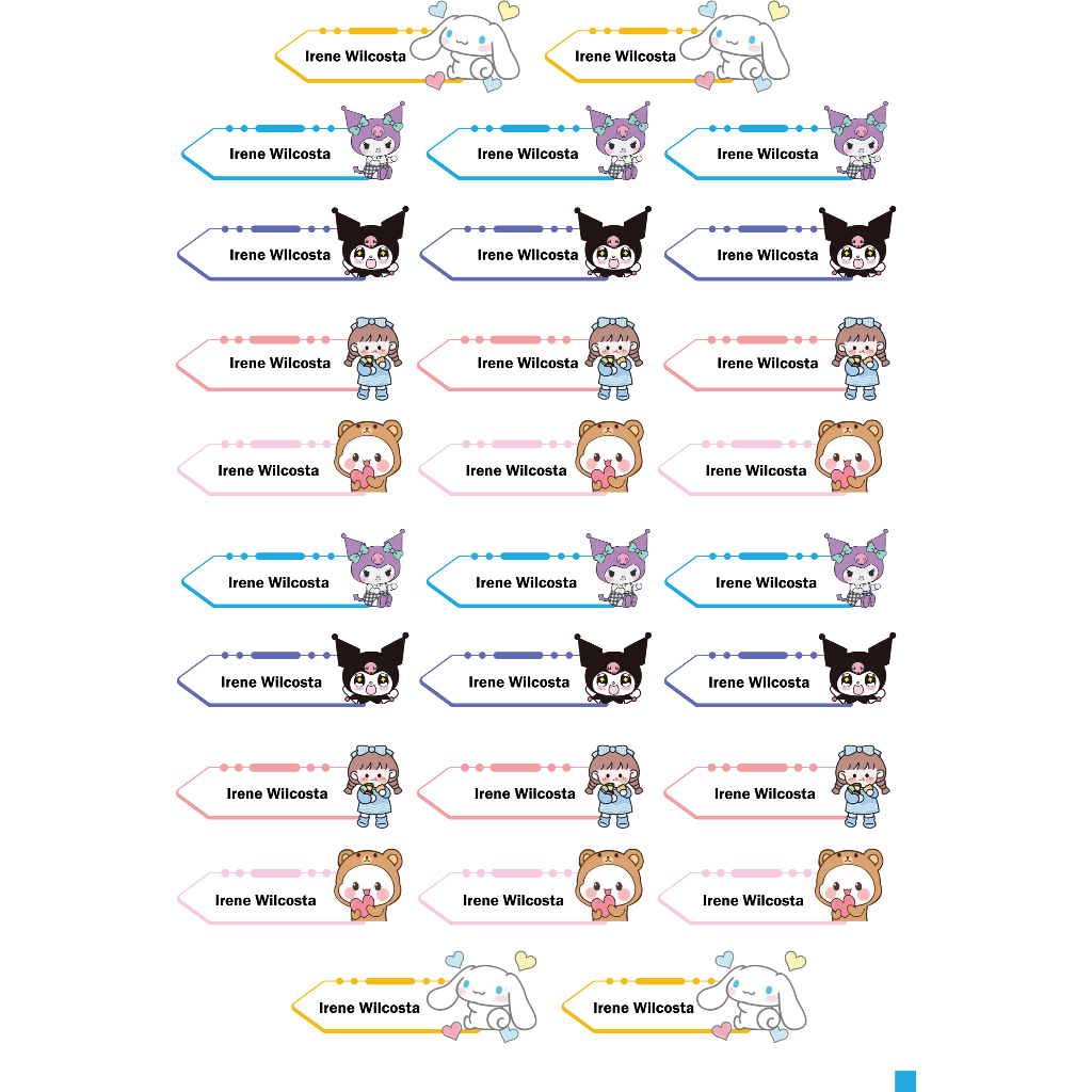 

Paket 28 bh sticker label vynyl anti air, sudah kiss cut, custom nama