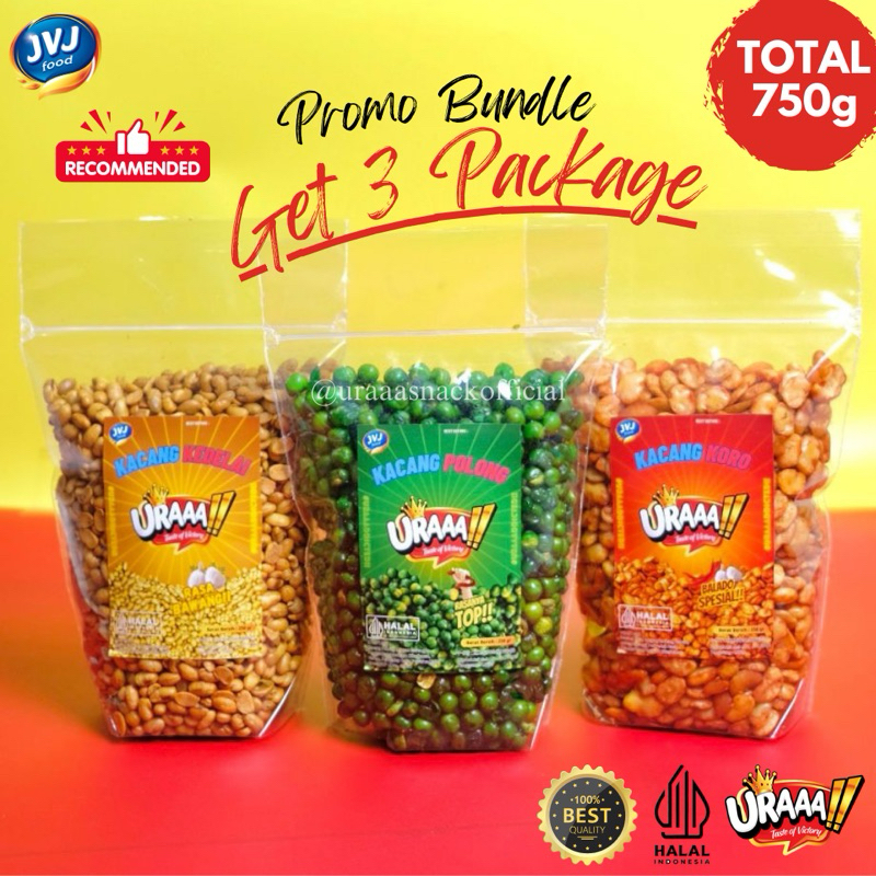 

BUNDLE GET 3 PACKAGES 250 GRAM URAAA!! KACANG KORO, KACANG POLONG, KACANG KEDELAI, KACANG MIX