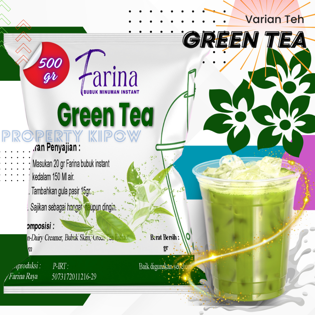 

FARINA Bubuk Minuman Green Tea - Bubuk Minuman Green Tea 500gr Plain