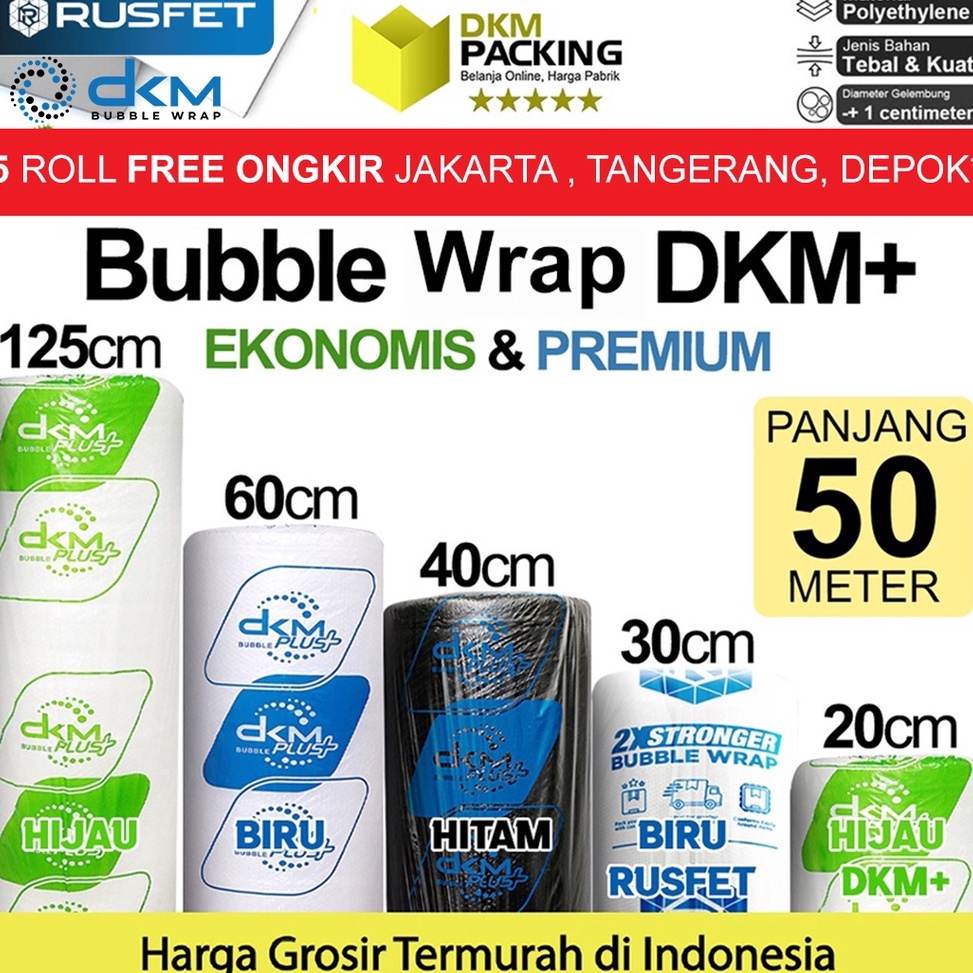 

Keren abis Plastik Bubble Wrap 5Meter Bubblewrap DKM PLUS Bubble Packing PREMIUM EKONOMIS ROLL