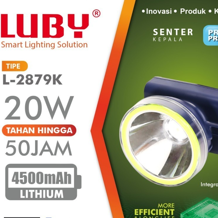 Senter Kepala Luby 2879 Headlamp Head Lamp Nyala Putih Kuning 20Watt