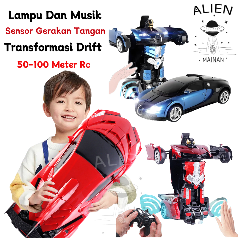 Mobil Transformable Robot 2.4G mobil balap remote control 1:18 Model simulasi robot balap Deformatio