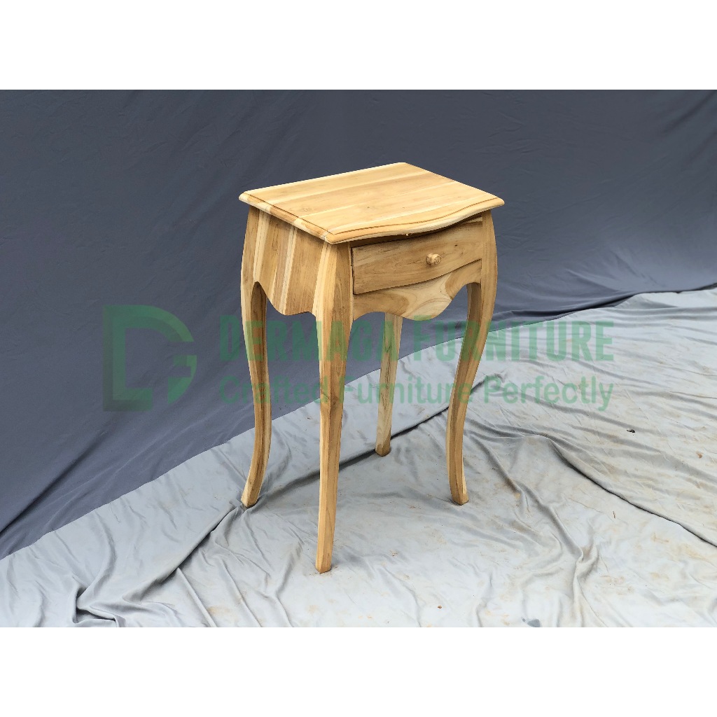 MEJA CANTIK 1 LACI KAYU JATI  SOFA KURSI PELAMINAN DEKORASI TERAS RUMAH MAKAN CAFE VILA HOTEL DERMAG