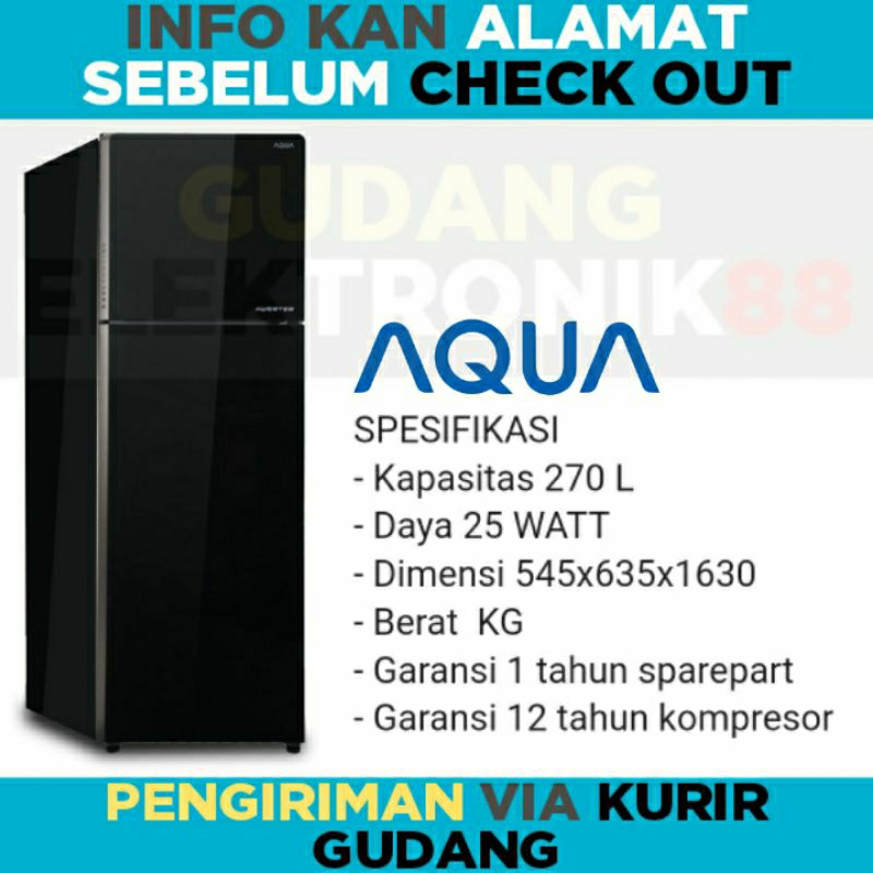 Kulkas AQUA 2 Pintu AQR-355IGBK Lemari Es Aqua 2 Pintu 275 Liter