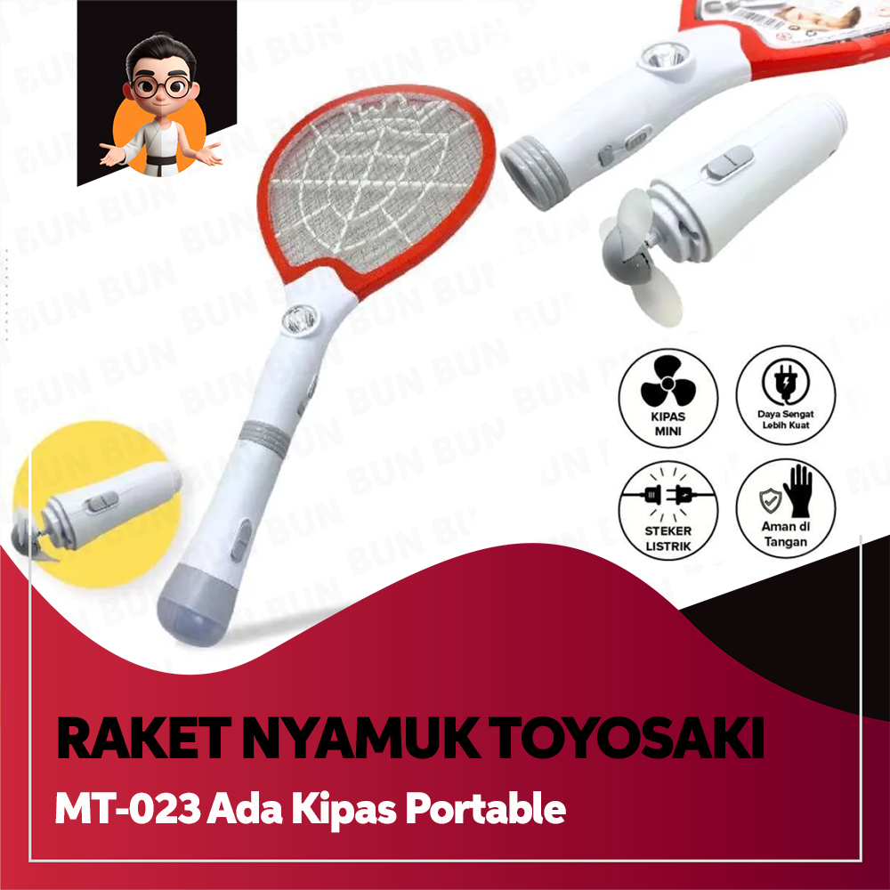 Raket Nyamuk Toyosaki MT-023 - Mosquito Swatter Kipas Portable - Setrum Nyamuk 3000V