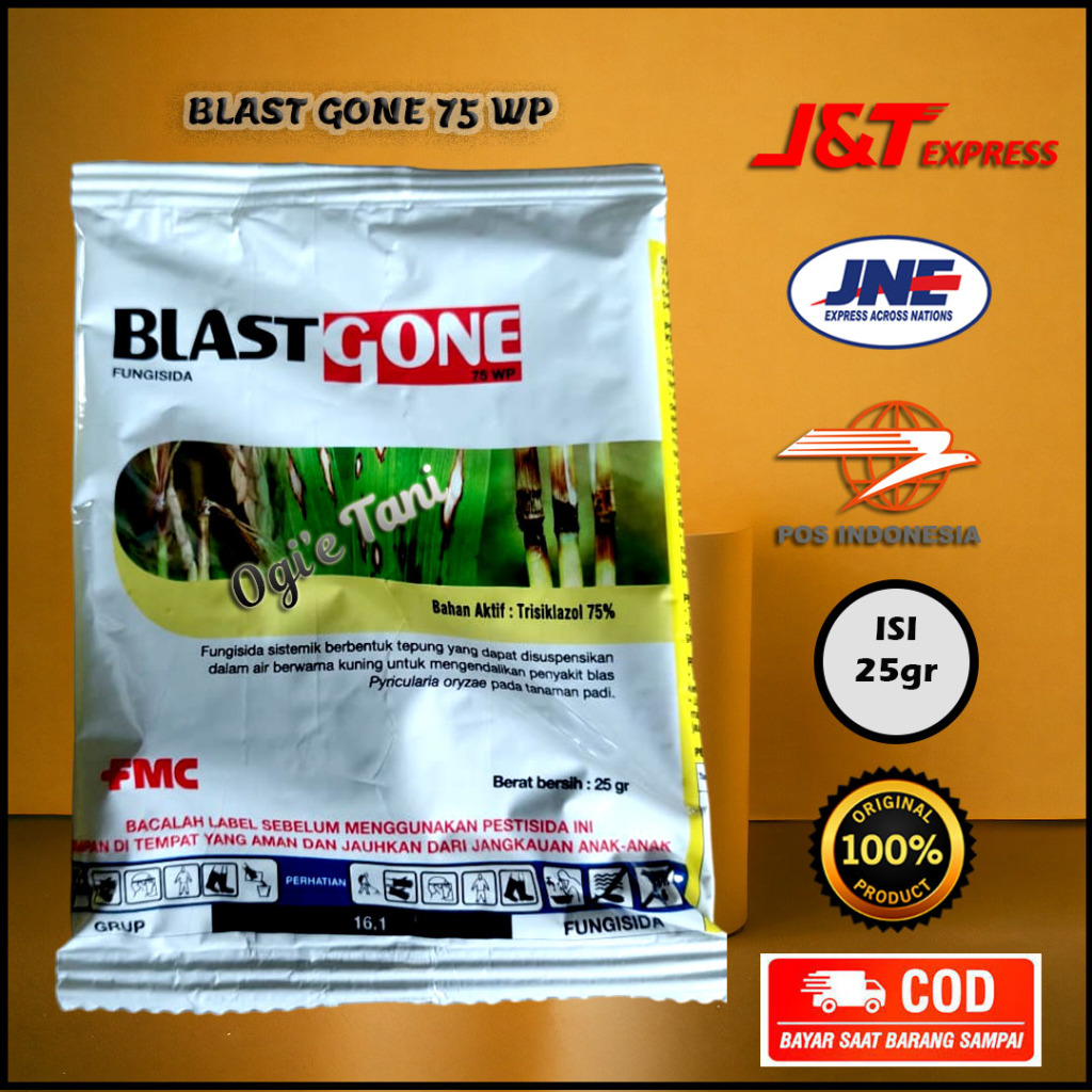 Fungisida Blastgone 75 WP, mengendalikan penyakit blas pada tanaman padi, Kemasan 25gr
