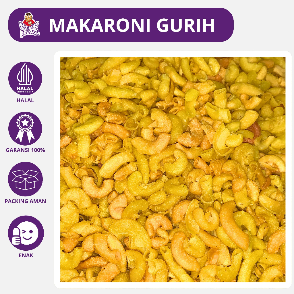 

MAKARONI GURIH ASIN RENYAH CAMILAN 250 GR