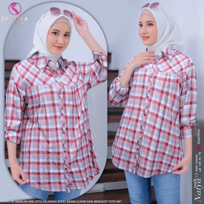 Natya tunik shofiya hijab kemeja wanita kekinian baju atasan wanita kemeja kantor baju wanita