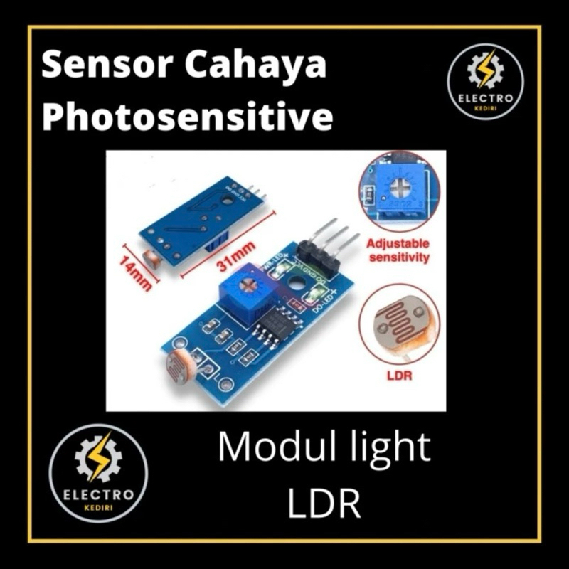 modul sensor cahaya LDR arduino uno nano | photosensitive light sensor censor LDR