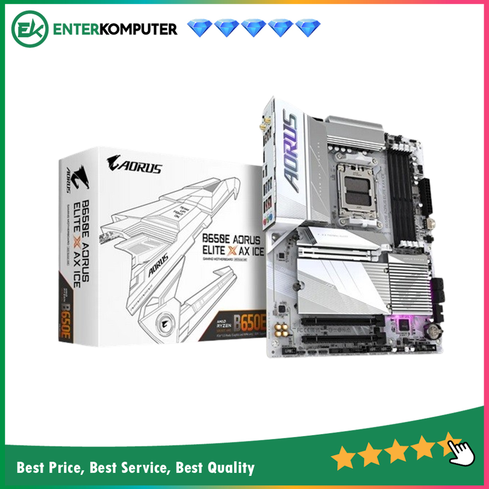 Gigabyte B650E Aorus Elite X AX ICE - AM5 AMD B650 DDR5 USB3.2 Type-C SATA3 - Motherboard