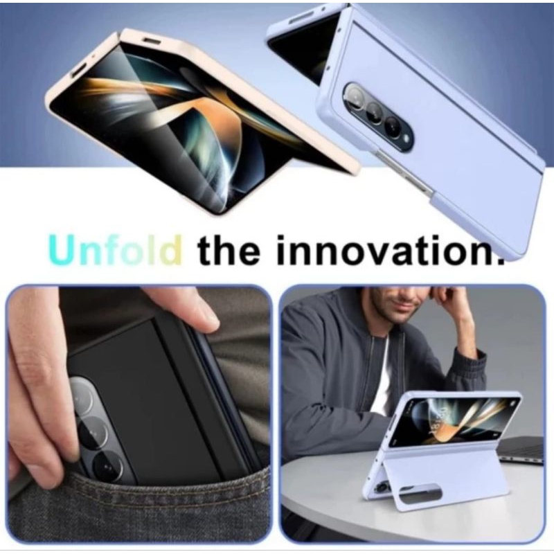Case Samsung Galaxy Z Fold4 Fold3 Fold 4 3 5G Hardcase Stand Cover Casing Hp Hard Slim Sarung Standi