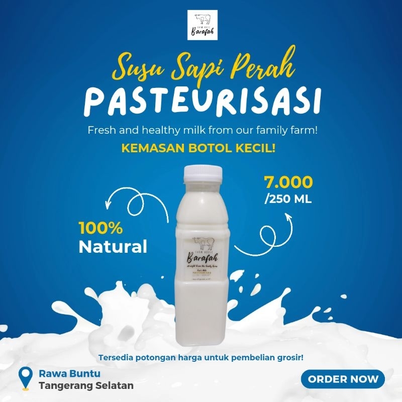 

SUSU SAPI MURNI SEGAR MATANG PASTEURISASI KEMASAN BOTOL 250 ML