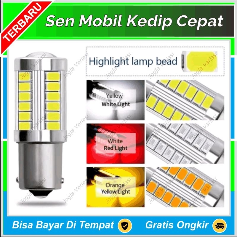 LAMPU SEN MOBIL KEDIP CEPAT BAU15S BA15S SEIN LED 33 TITIK BULAT KAKI 1 AVANZA XENIA APV GRANDMAX PI