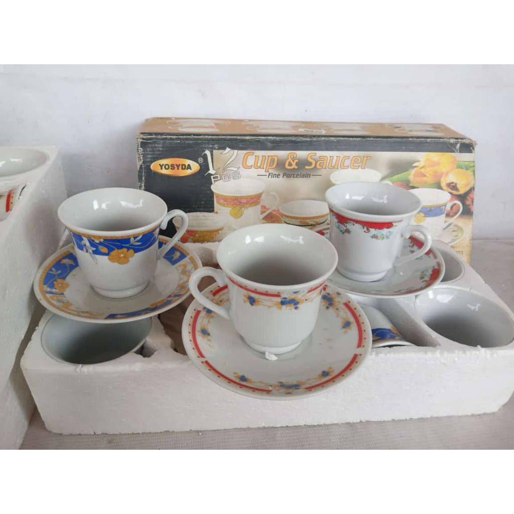 6 Pasang Cangkir Set Cangkir Teh Set  Gelas Kopi Keramik BATAM