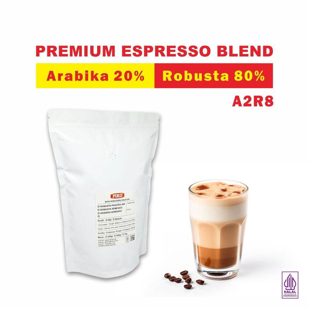 

Kopi Espresso Blend Premium A2R8 1kg Semendo Biji Kopi Bubuk