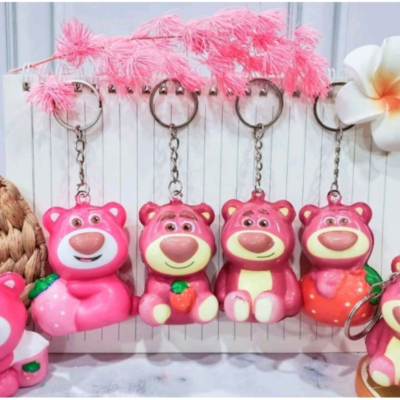 Gantungan Kunci Lotso Squishy gantungan Kunci Beruang Pink Squishy YB-0658