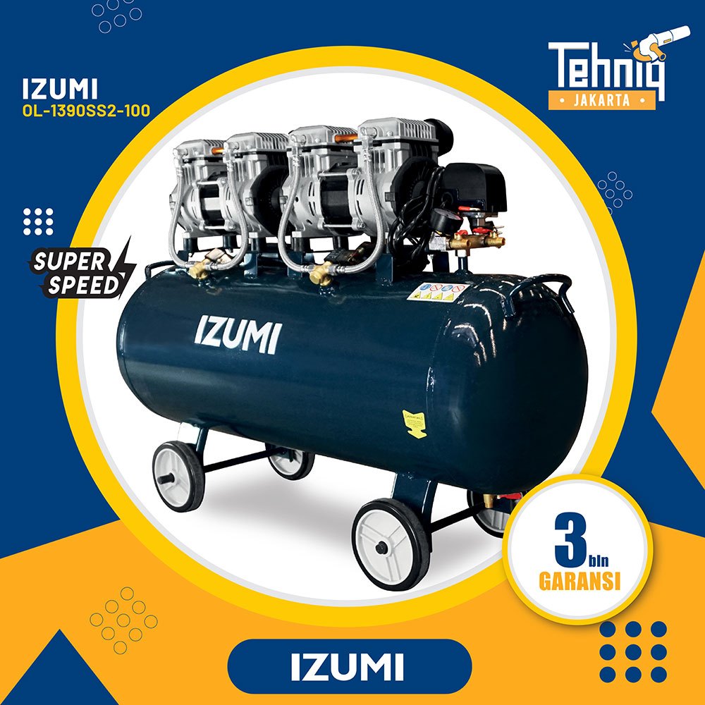 Mesin Kompresor Angin Listrik NLG OL-1390SS-100 / IZUMI OL-1390SS-100 Oil Less Compressor