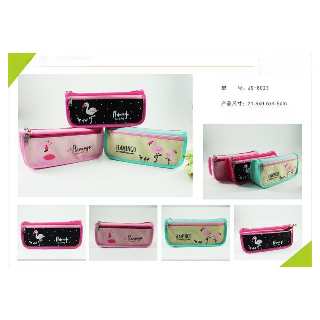 

Tempat Pensil Kain / Tempat Pensil Flamingo / Pencil Bag Flamingo 2 Sleting JS 8023