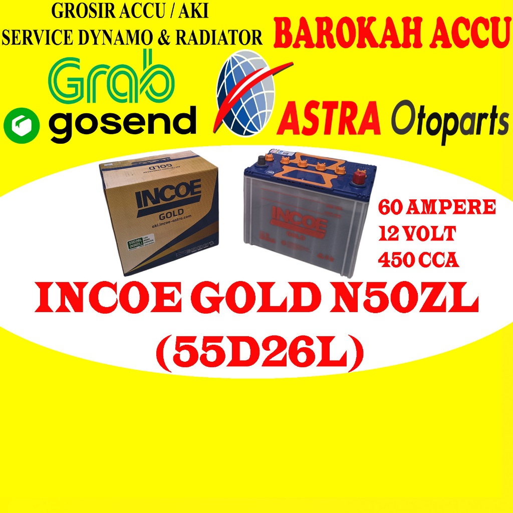 AKI INCOE GOLD N50ZL / 55D26L , 60 AH ASTRA OTOPARTS