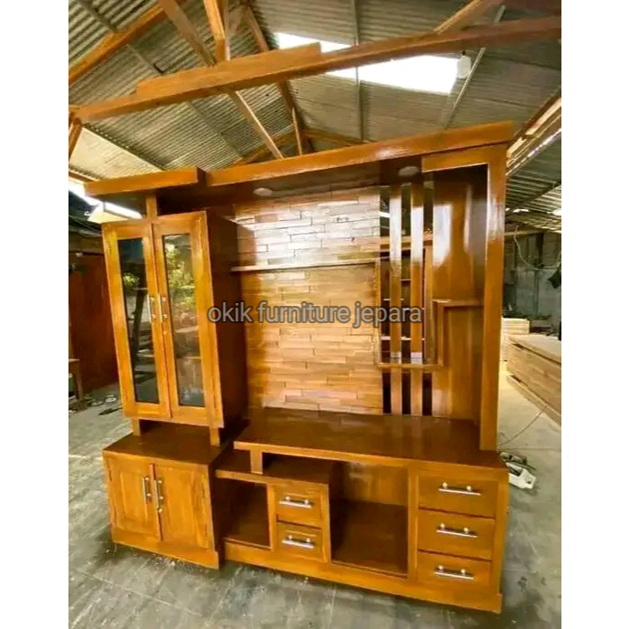 bufet+tv+partisi+penyekat+ruangan+jati+minimalis