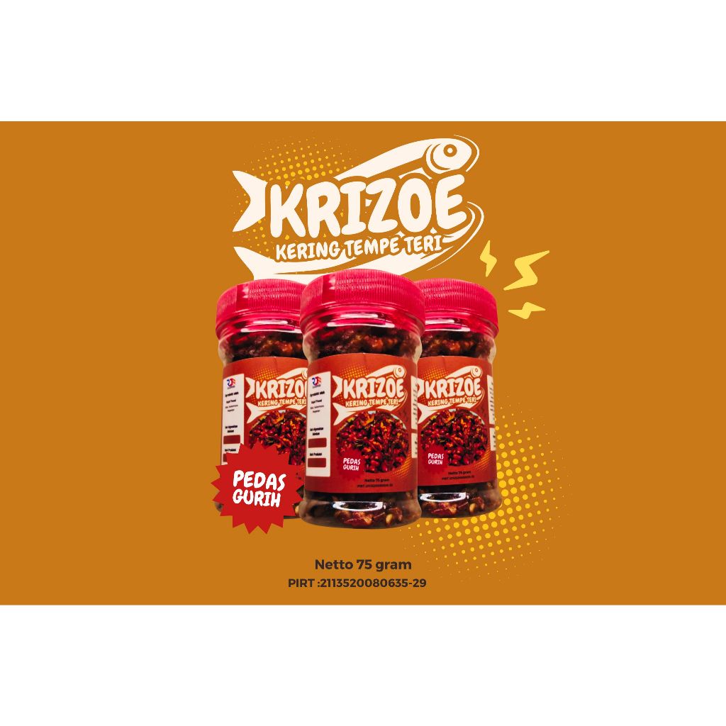 

Krizoe Kering/orek tempe ikan teri Lauk/Cemilan Pedas Gurih Asin Manis