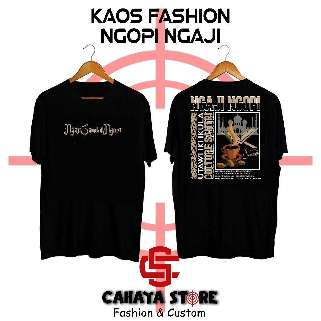 SANTRI INDONESIA - Kaos Santri Ngaji Ngopi Culture - Santri Salaf T-shirt - Tshirt Nyantri Sambil Ng