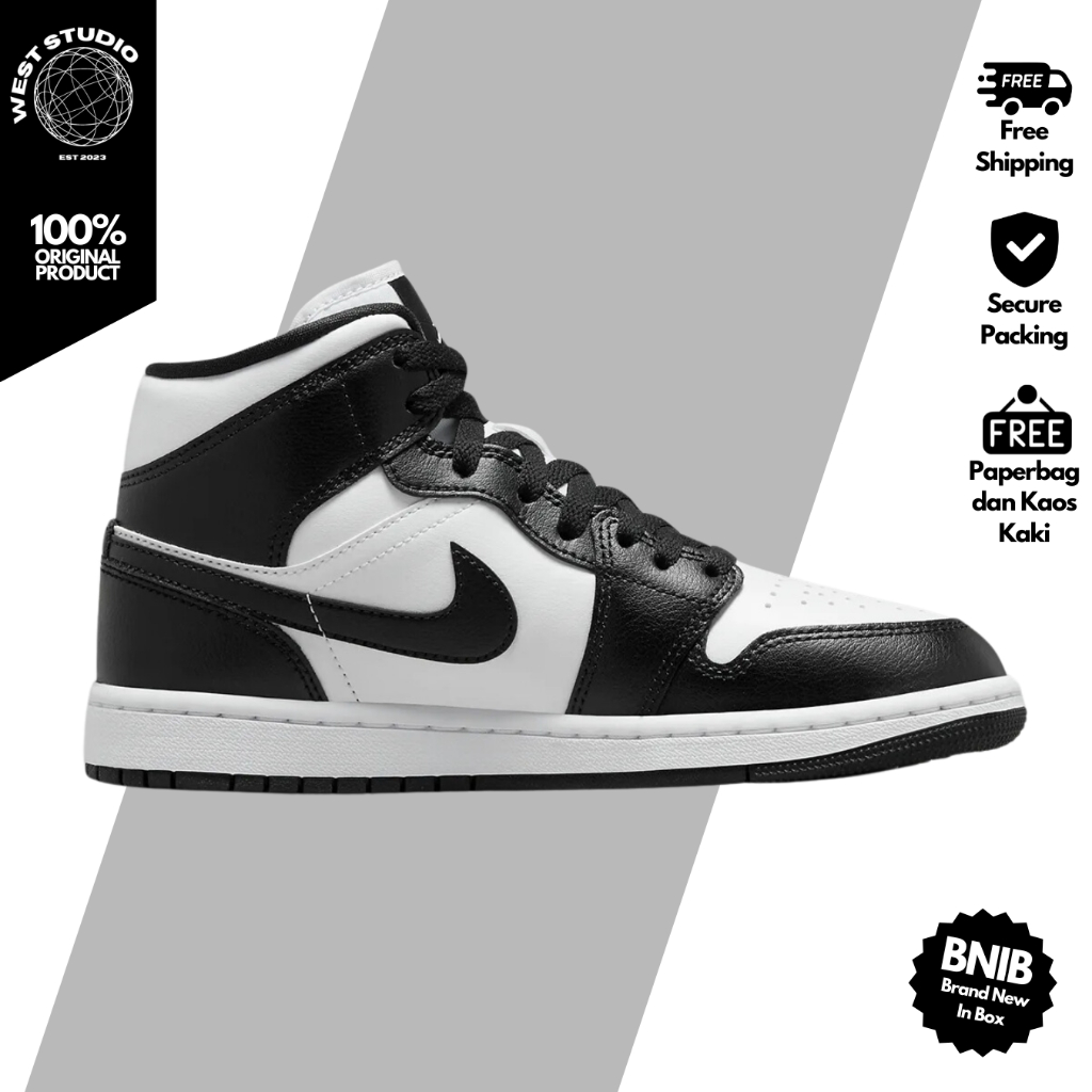 Nike Air Jordan 1 Mid Black and White Panda 100% ORIGINAL BNIB Global