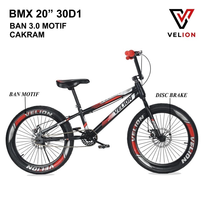 Sepeda Anak BMX 20 Inch VELION 30D1 Rem Cakram Ban Jumbo 3.0 READY Pontianak