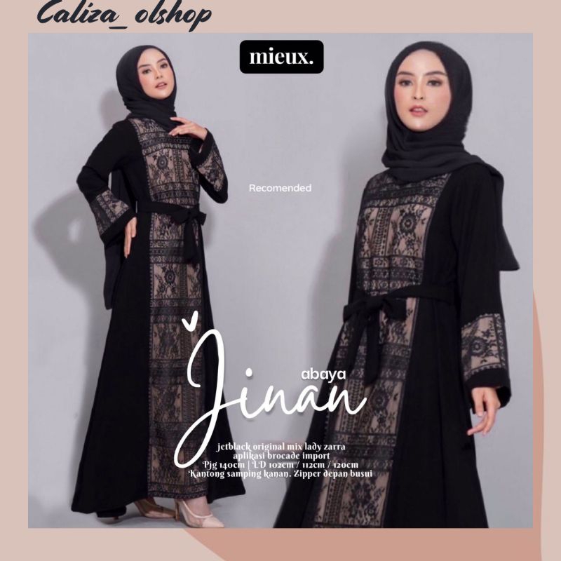 JINAN ABAYA ORI TURKEY DUBAI GAMIS JETBLACK MURAH
